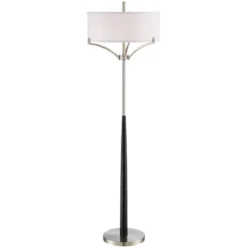 360 Lighting Modern Floor Lamp 62" Tall Black And Brushed Steel Column White Linen Drum Shade For Living Room Reading Bedroom Office 16 360 Lighting Modern Floor Lamp 62" Tall Black And Brushed Steel Column White Linen Drum Shade For Living Room Reading Bedroom Office -360 Lighting GUEST 9f5f8e14 18a8 459c 836f 30bd93ab3986