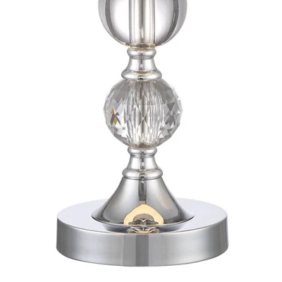 360 Lighting Solange Modern Table Lamps 25" High Set Of 2 Stacked Crystal Glass Silver White Tapered Drum Shade For Bedroom Living Room Nightstand 6 360 Lighting Solange Modern Table Lamps 25" High Set Of 2 Stacked Crystal Glass Silver White Tapered Drum Shade For Bedroom Living Room Nightstand - Image 4