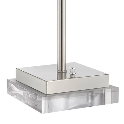 360 Lighting Andre Modern Table Lamps Set Of 2 With Square Risers 28 1/4" Tall Silver Metal USB And AC Power Outlet In Base White Drum Shade For Desk 7 360 Lighting Andre Modern Table Lamps Set Of 2 With Square Risers 28 1/4" Tall Silver Metal USB And AC Power Outlet In Base White Drum Shade For Desk - Image 5