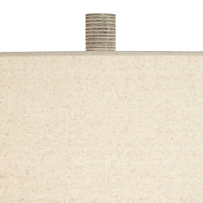 360 Lighting Julio Modern Table Lamp 30" Tall Natural Gray Ceramic Oatmeal Drum Shade For Bedroom Living Room Bedside Nightstand Office Kids House 4 360 Lighting Julio Modern Table Lamp 30" Tall Natural Gray Ceramic Oatmeal Drum Shade For Bedroom Living Room Bedside Nightstand Office Kids House - Image 2