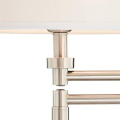 360 Lighting Camber Modern Desk Table Lamp 29" Tall Brushed Steel With USB And AC Power Outlet In Base Swing Arm Linen Shade For Bedroom Living Room -360 Lighting GUEST a194d443 0ee6 45cd a24a ea97c190521c