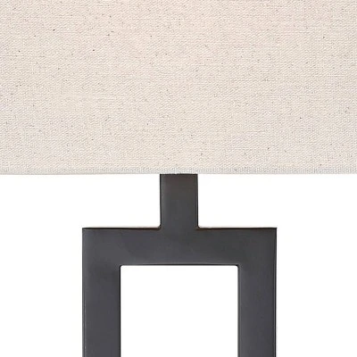 360 Lighting Aston Modern Industrial Table Lamps 26" High Set Of 2 Rich Black Openwork Metal Off White Fabric Shade For Bedroom Living Room Bedside 4 360 Lighting Aston Modern Industrial Table Lamps 26" High Set Of 2 Rich Black Openwork Metal Off White Fabric Shade For Bedroom Living Room Bedside - Image 2