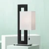 360 Lighting Floating Square 20 1/2" High Small Rectangular Modern Accent Table Lamp Pull Chain Black Metal Single White Shade Living Room Bedroom -360 Lighting GUEST a25bbc4e 42b5 46fc a421 a6ee2ff9d403