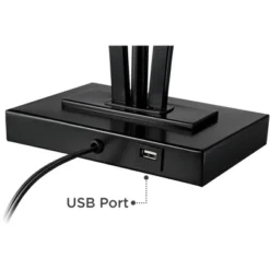 360 Lighting Ally Modern Table Lamps 26 1/2" High Set Of 2 Black Metal With USB Charging Port Rectangular Fabric Shade For Bedroom Living Room Desk -360 Lighting GUEST a27206ca 19ca 4245 9b7f c3bb3c4d8b9f