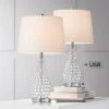 360 Lighting Sergio Modern Accent Table Lamps 23 1/2" High Set Of 2 Clear Acrylic With USB Charging Port White Drum Shade For Bedroom Living Room Desk -360 Lighting GUEST a2a02f7b a1e2 4bec 9c4f 694f10d9493a