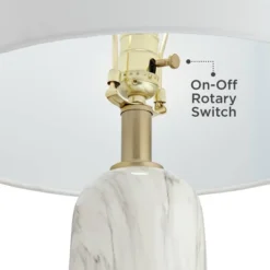 360 Lighting Maceao Modern Table Lamps 28" Tall Set Of 2 White Faux Marble Tapered Drum Shade For Bedroom Living Room Bedside Nightstand Office House -360 Lighting GUEST a3a3978b d868 4ab9 b095 41d0f6d627f2