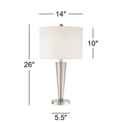 360 Lighting Geoff Modern Table Lamps 26" High Set Of 2 Brushed Nickel With USB Charging Port White Drum Shade For Bedroom Living Room Bedside Desk -360 Lighting GUEST a4bf76ba f301 455b 9239 e43c0184b1bc