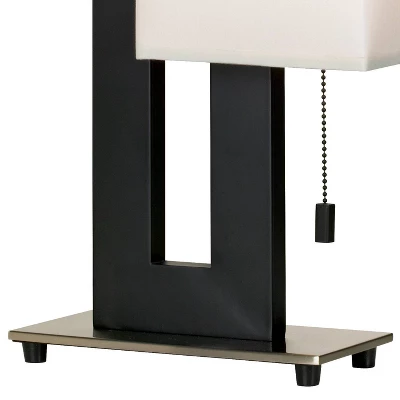 360 Lighting Floating Square 20 1/2" High Small Rectangular Modern Accent Table Lamp Pull Chain Black Metal Single White Shade Living Room Bedroom 5 360 Lighting Floating Square 20 1/2" High Small Rectangular Modern Accent Table Lamp Pull Chain Black Metal Single White Shade Living Room Bedroom - Image 3