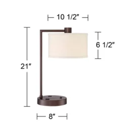 360 Lighting Colby Modern Desk Lamp 21" High Bronze With USB And AC Power Outlet In Base White Linen Drum Shade For Bedroom Living Room Office Family 17 360 Lighting Colby Modern Desk Lamp 21" High Bronze With USB And AC Power Outlet In Base White Linen Drum Shade For Bedroom Living Room Office Family -360 Lighting GUEST a739b621 59c5 4618 a8ae 0d17dff00dc4