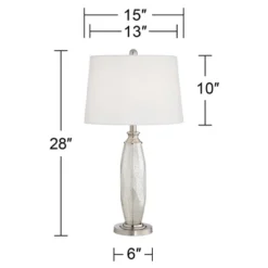 360 Lighting Carol Modern Table Lamps 28" Tall Set Of 2 Mercury Glass White Fabric Drum Shade For Bedroom Living Room Bedside Nightstand Office Kids -360 Lighting GUEST a943b79b efa4 4f24 808a e0be3e945f09
