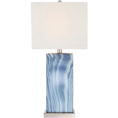 360 Lighting Connie Modern Table Lamps 25" High Set Of 2 Blue Faux Marble With USB Charging Port Table Top Dimmers White Shade For Bedroom Office Desk 10 360 Lighting Connie Modern Table Lamps 25" High Set Of 2 Blue Faux Marble With USB Charging Port Table Top Dimmers White Shade For Bedroom Office Desk - Image 8