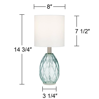 360 Lighting Modern Accent Table Lamps 14 3/4" High Set Of 2 Diamond Blue Green Glass Fabric Drum Shade For Bedroom Bedside Office (Color May Vary) 9 360 Lighting Modern Accent Table Lamps 14 3/4" High Set Of 2 Diamond Blue Green Glass Fabric Drum Shade For Bedroom Bedside Office (Color May Vary) - Image 7