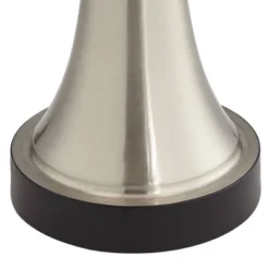 360 Lighting Seymore Modern Table Lamps 26" High Set Of 2 Silver With USB Charging Port LED Touch On Off White Drum Shade For Bedroom Living Room Desk -360 Lighting GUEST ae420147 72f7 4bec 80d7 84b5238e666a