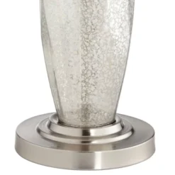 360 Lighting Carol Modern Table Lamps 28" Tall Set Of 2 Mercury Glass White Fabric Drum Shade For Bedroom Living Room Bedside Nightstand Office Kids -360 Lighting GUEST ae5148b8 57a3 4d85 a7d0 1eaccce6acdc