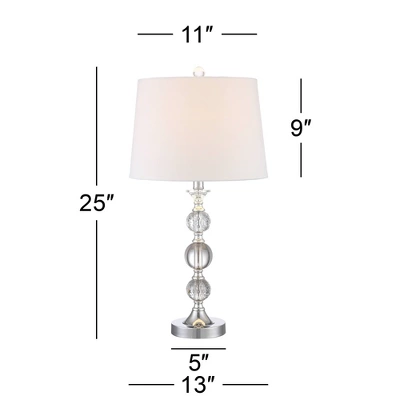 360 Lighting Solange Modern Table Lamps 25" High Set Of 2 Stacked Crystal Glass Silver White Tapered Drum Shade For Bedroom Living Room Nightstand 8 360 Lighting Solange Modern Table Lamps 25" High Set Of 2 Stacked Crystal Glass Silver White Tapered Drum Shade For Bedroom Living Room Nightstand - Image 6