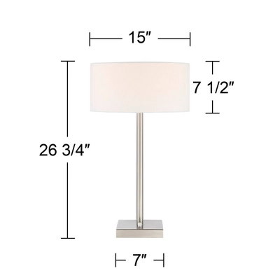 360 Lighting Andre 26 3/4" Tall Mid Century Modern Table Lamps Set Of 2 USB Port AC Power Outlet Silver Finish Metal White Shade Living Room Charging 7 360 Lighting Andre 26 3/4" Tall Mid Century Modern Table Lamps Set Of 2 USB Port AC Power Outlet Silver Finish Metal White Shade Living Room Charging - Image 5