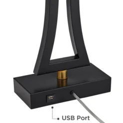 360 Lighting Roxie Modern Table Lamps 31" Tall Set Of 2 Black Metal With USB Charging Port White Rectangular Shade For Bedroom Living Room Bedside -360 Lighting GUEST af3c2978 c8fe 467e b129 b66db3fb7c56