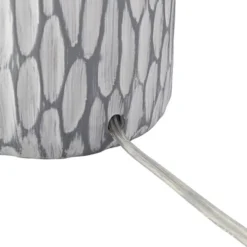 360 Lighting Patrick Modern Coastal Table Lamp With Round Riser 27 1/4" Tall Gray White Wash Ceramic Drum Fabric Shade For Bedroom Living Room Home -360 Lighting GUEST b0fea586 ba5d 4903 b57d 54494be25fe9