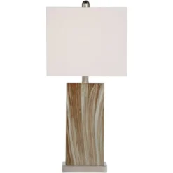360 Lighting Connie Modern Table Lamps Set Of 2 25" High Brown Faux Marble With USB Charging Port White Rectangular Shade For Living Room Office Desk -360 Lighting GUEST b1cb0eb2 0832 49fe 931f b780e8f48406