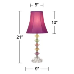 360 Lighting Bohemian Country Cottage Accent Table Lamp 21" High Orchid Stacked Glass Off White Bell Shade For Bedroom Living Room Bedside Nightstand -360 Lighting GUEST b1f1fa70 391e 4d11 bdc3 f504db029d47