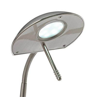 360 Lighting Casper Traditional Pharmacy Floor Lamp 63" Tall Brushed Nickel 2-Light LED Adjustable Arm Swivel Head For Living Room Bedroom 4 360 Lighting Casper Traditional Pharmacy Floor Lamp 63" Tall Brushed Nickel 2-Light LED Adjustable Arm Swivel Head For Living Room Bedroom - Image 2