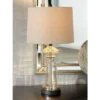 360 Lighting Table Lamp 27" Tall Clear Champagne Gold Glass Taupe Drum Shade Living Room Family Bedroom Bedside Nightstand Office