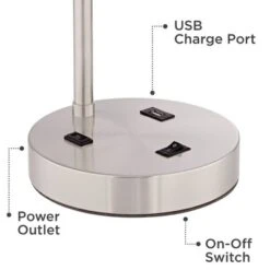 360 Lighting Colby Modern Desk Lamp 21" High Brushed Nickel With USB And AC Power Outlet In Base White Linen Drum Shade For Bedroom Living Room Office 13 360 Lighting Colby Modern Desk Lamp 21" High Brushed Nickel With USB And AC Power Outlet In Base White Linen Drum Shade For Bedroom Living Room Office -360 Lighting GUEST b30a6cb2 b867 46fc aa4c 4ffaeae63cb8