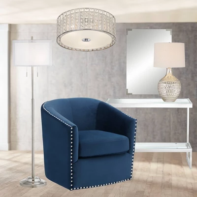 360 Lighting Waylon Modern Table Lamp 28" Tall Textured Mercury Glass Off White Tapered Drum Shade For Bedroom Living Room Bedside Nightstand Office 9 360 Lighting Waylon Modern Table Lamp 28" Tall Textured Mercury Glass Off White Tapered Drum Shade For Bedroom Living Room Bedside Nightstand Office - Image 7