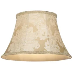 360 Lighting Vintage Chic Floor Lamp 60" Tall Antique White Washed Ivory Brocade Fabric Bell Shade For Living Room Reading Bedroom Office -360 Lighting GUEST b4457b91 d29b 4669 8e9a a0dd3231103b