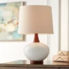 360 Lighting Brice Modern Mid Century Accent Table Lamp 23" High Ivory Ceramic Wood Neck Off White Drum Shade For Bedroom Living Room Bedside Office -360 Lighting GUEST b5565276 b780 4dca b25d 3c7a0537177c