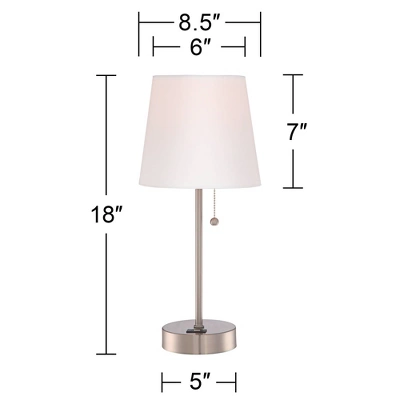 360 Lighting Justin Modern Accent Table Lamps 18" High Set Of 2 Silver With USB Charging Port And Table Top Dimmers White Shade For Bedroom Home Desk 9 360 Lighting Justin Modern Accent Table Lamps 18" High Set Of 2 Silver With USB Charging Port And Table Top Dimmers White Shade For Bedroom Home Desk - Image 7