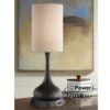 360 Lighting Modern Table Lamp With Dimmable USB And Outlet Workstation Base 24.5" High Bronze Tan Fabric Cylinder For Living Room Desk Bedroom -360 Lighting GUEST b9341ef2 5b16 4779 b379 815b44756c77