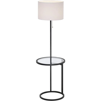 360 Lighting Modern Floor Lamp With Table Glass 62" Tall Black White Fabric Drum Shade For Living Room Reading Bedroom Office 7 360 Lighting Modern Floor Lamp With Table Glass 62" Tall Black White Fabric Drum Shade For Living Room Reading Bedroom Office - Image 5