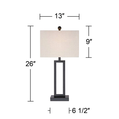 360 Lighting Aston Modern Industrial Table Lamps 26" High Set Of 2 Rich Black Openwork Metal Off White Fabric Shade For Bedroom Living Room Bedside 8 360 Lighting Aston Modern Industrial Table Lamps 26" High Set Of 2 Rich Black Openwork Metal Off White Fabric Shade For Bedroom Living Room Bedside - Image 6