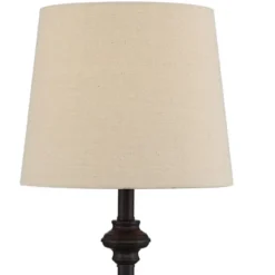 360 Lighting Carter Traditional 3 Piece Floor Table Lamp Set Bronze Metal Oatmeal Drum Shade For Bedroom Living Room Bedside Nightstand Office House -360 Lighting GUEST ba92b259 c5de 43a3 8bae 0584fa6c742a