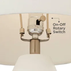 360 Lighting Modern Table Lamps 26" High Set Of 2 White Gourd Fabric Tapered Drum Shade For Bedroom Living Room House Home Bedside Nightstand Office -360 Lighting GUEST bac5956b 2e3c 4ad4 83e9 85c6e9e0e874