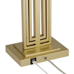 360 Lighting Sonia Modern Table Lamps 29 1/2" Tall Set Of 2 Gold Metal With Dual USB Charging Ports White Rectangular Shade For Bedroom Living Room -360 Lighting GUEST bae6c04b 06cd 4518 9bbd f577f73b94ab