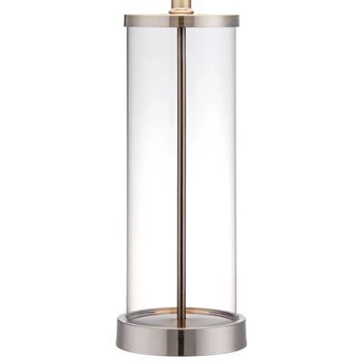 360 Lighting Coastal Table Lamp 26.25" High Clear Glass Cylinder Steel Fillable White Drum Shade For Living Room Family Bedroom Bedside Office 6 360 Lighting Coastal Table Lamp 26.25" High Clear Glass Cylinder Steel Fillable White Drum Shade For Living Room Family Bedroom Bedside Office - Image 4
