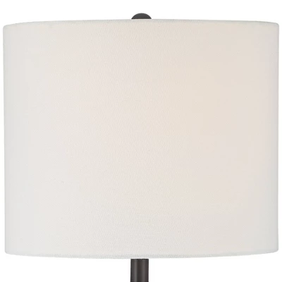 360 Lighting Lynn Modern Buffet Table Lamps 26" Tall Set Of 2 Black Metal White Fabric Drum Shade For Bedroom Living Room Bedside Nightstand Office 4 360 Lighting Lynn Modern Buffet Table Lamps 26" Tall Set Of 2 Black Metal White Fabric Drum Shade For Bedroom Living Room Bedside Nightstand Office - Image 2