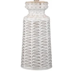 360 Lighting Helene Country Cottage Table Lamp 26" High Cream White Glaze Linen Tan Drum Shade For Bedroom Living Room Bedside Nightstand Office House -360 Lighting GUEST c0e2fd34 6327 4c5e 90ef 3ba4a09cbd3f