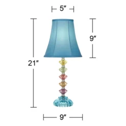 360 Lighting Bohemian Country Cottage Accent Table Lamp 21" High Teal Blue Stacked Glass For Bedroom Living Room Bedside Nightstand Office Kids Family -360 Lighting GUEST c38a1f2e 9786 4a38 8aaa 6c8d4a783bd5