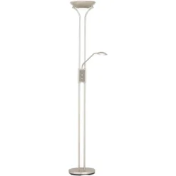 360 Lighting Canby Modern Torchiere Floor Lamp With Side Light 72" Tall Brushed Nickel Dimmable LED For Living Room Reading Bedroom Office House Home -360 Lighting GUEST c3f83b68 62e3 4da4 bc71 d3c5a995e229