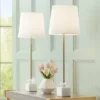 360 Lighting Phoebe Modern Buffet Table Lamps 28 1/2" Tall Set Of 2 Gold Metal White Drum Shade For Bedroom Living Room Bedside Nightstand Office Kids -360 Lighting GUEST c5dbacbf ec5f 4586 aa6e 737ecd99b760