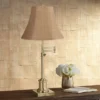 360 Lighting Traditional Swing Arm Desk Table Lamp Adjustable Height 36" Tall Antique Brass Natural Burlap Bell Shade Living Room Bedroom -360 Lighting GUEST c635d692 a70f 496b 9d77 5ce159f94be1