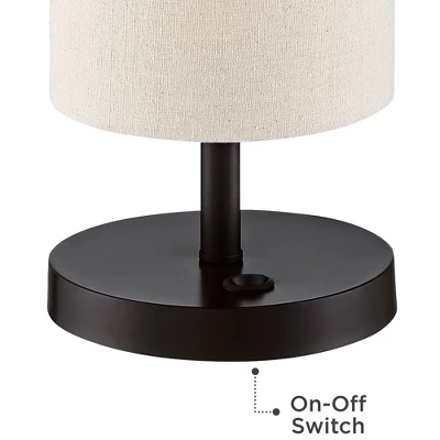 360 Lighting Heyburn Modern Accent Table Lamps 20" High Set Of 2 Bronze With USB And AC Power Outlet In Base Oatmeal Cylinder Shade For Bedroom Desk 8 360 Lighting Heyburn Modern Accent Table Lamps 20" High Set Of 2 Bronze With USB And AC Power Outlet In Base Oatmeal Cylinder Shade For Bedroom Desk - Image 6