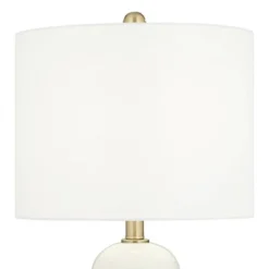 360 Lighting Modern Coastal Table Lamp 26" High White Ceramic Fabric Drum Shade For Bedroom Living Room Bedside Nightstand Office House Home Family -360 Lighting GUEST cada622a 9f17 487e 8012 bd1d3a9f8e7c