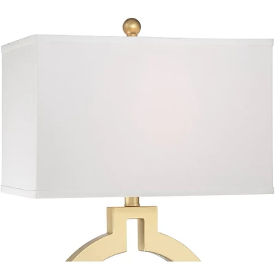 360 Lighting Modern Table Lamps 28 1/2" Tall Set Of 2 With USB Charging Port Brushed Gold Open Ring White Shade For Bedroom Living Room House Bedside 4 360 Lighting Modern Table Lamps 28 1/2" Tall Set Of 2 With USB Charging Port Brushed Gold Open Ring White Shade For Bedroom Living Room House Bedside - Image 2