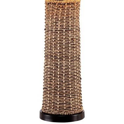 360 Lighting Coastal Table Lamp 28.5" Tall Woven Seagrass Burlap Drum Shade For Living Room Family Bedroom Bedside Nightstand Office 6 360 Lighting Coastal Table Lamp 28.5" Tall Woven Seagrass Burlap Drum Shade For Living Room Family Bedroom Bedside Nightstand Office - Image 4