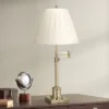 360 Lighting Swing Arm Desk Table Lamp 36" Tall Antique Brass Box Pleated Creme Linen Empire Shade For Living Room Bedroom Office Family -360 Lighting GUEST cbeb7997 a246 4361 a299 c5f9afc6a2c4