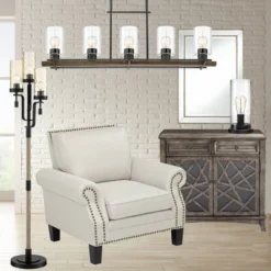 360 Lighting Libby Rustic Farmhouse Accent Table Lamp 12" High Bronze Metal LED Seedy Glass Cylinder Shade For Bedroom Bedside Nightstand Office House -360 Lighting GUEST cc75939c d36a 4f94 98a5 6bade4846b38